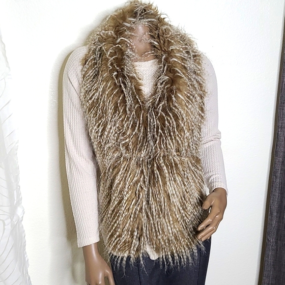 liscel Accessories - Faux Fur wide scarf tan grey creme